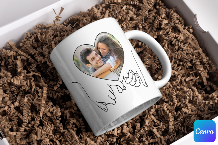 Heart Hands Mug. Love Hands. Mug Canva Template.