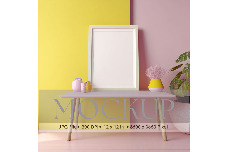Photo Frame Mockup in Interior Room Studio Canvas Mockup_6