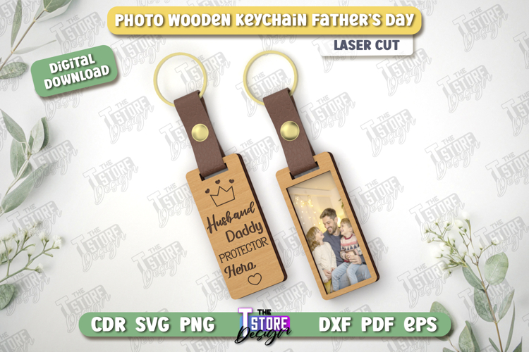 Photo Wooden Keychain Fathers Day | Personalized Keychain