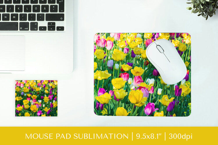 Tulips field mouse pad sublimation design PNG 026 example image 1