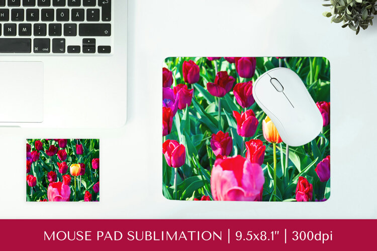 Tulips field mouse pad sublimation design PNG 027 example image 1