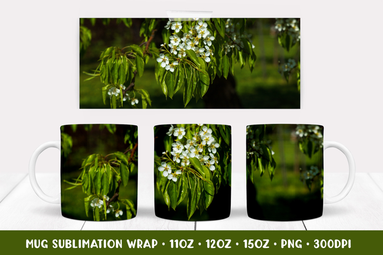 Blooming Apple Blossoms Mug Wrap Sublimation Design 002