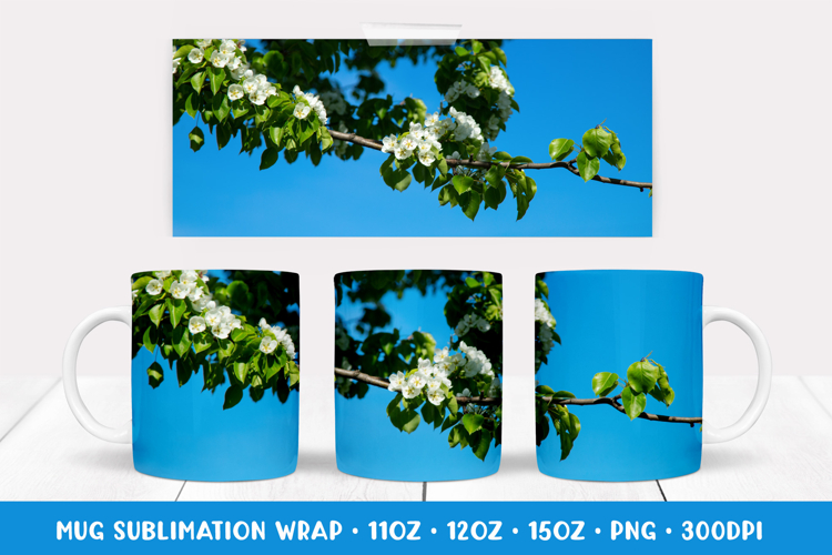 Blooming Apple Blossoms Mug Wrap Sublimation Design 003