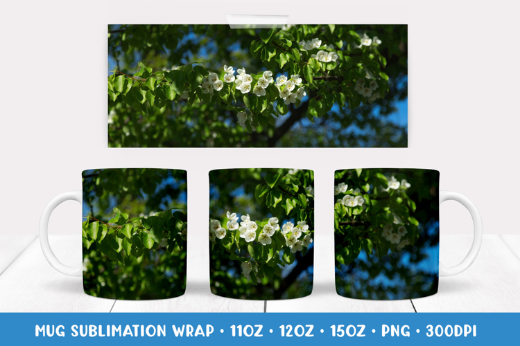Blooming Apple Tree Blossoms Mug Wrap Sublimation Design 004