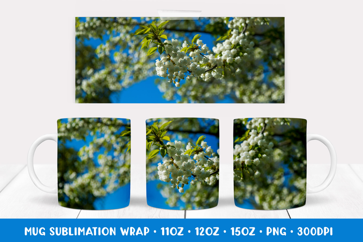 Blooming Cherry Blossom Tree Mug Wrap Sublimation Design 006