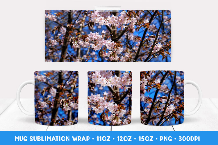 Blooming Cherry Blossom Tree Mug Wrap Sublimation Design 007 example image 1