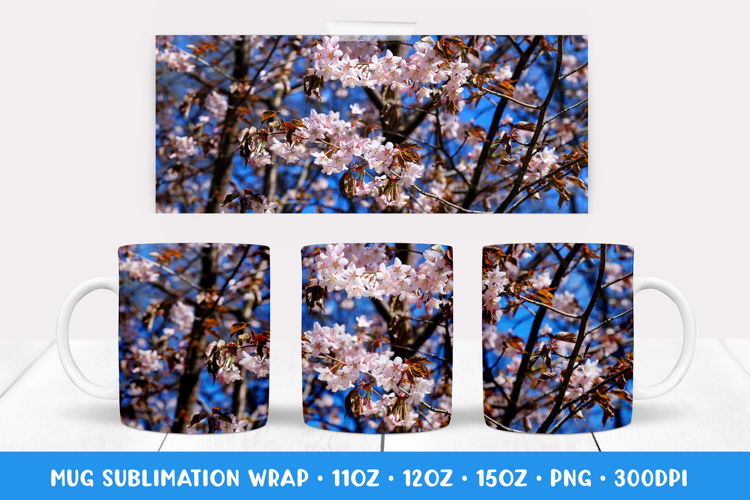Blooming Cherry Blossom Tree Mug Wrap Sublimation Design 007