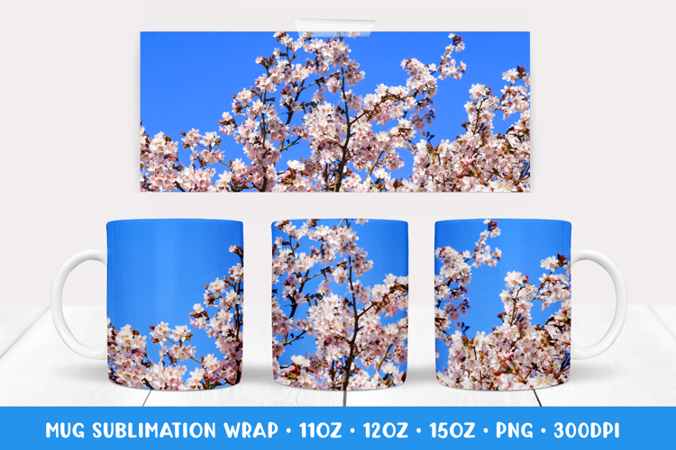 Blooming Cherry Blossom Tree Mug Wrap Sublimation Design 008
