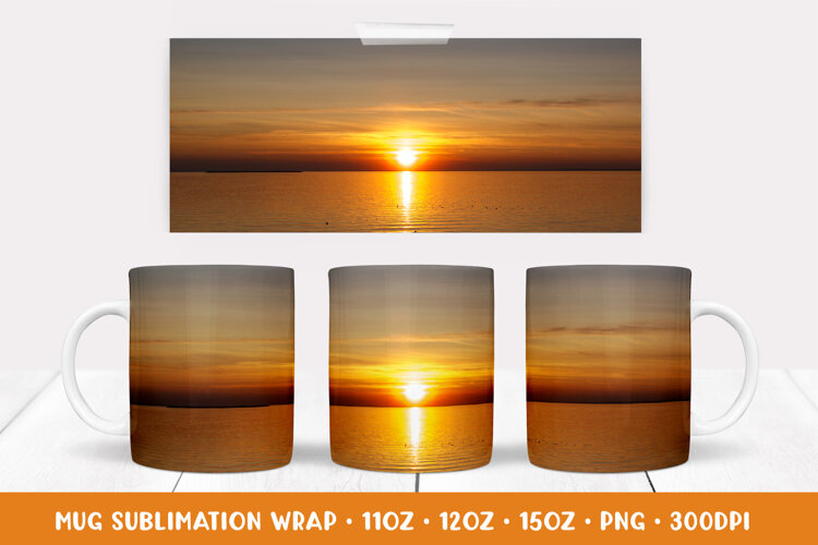 Sunset over the sea Mug Wrap Sublimation Design 009 example image 1