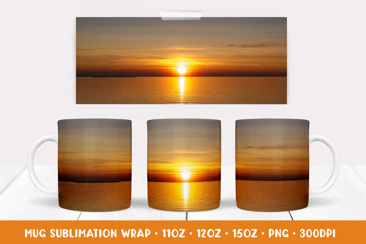 Sunset over the sea Mug Wrap Sublimation Design 009