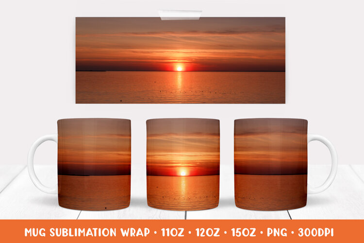 Sunset over the sea Mug Wrap Sublimation Design 010 example image 1