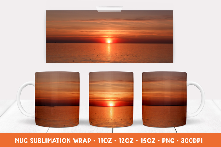 Sunset over the sea Mug Wrap Sublimation Design 010