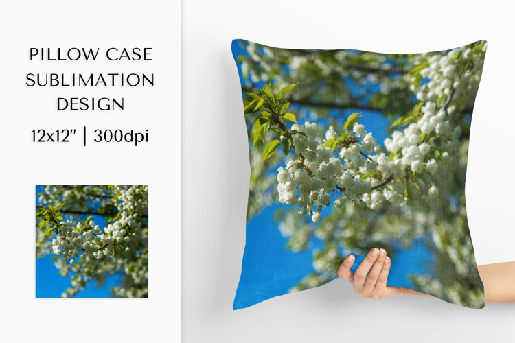 Cherry Blossoms Pillow Case Sublimation Design PNG 07