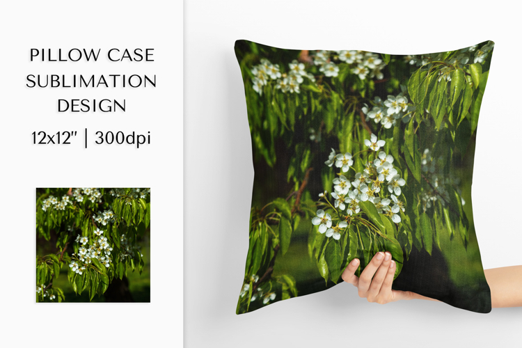 Blooming Apple Tree Pillow Case Sublimation Design PNG 02