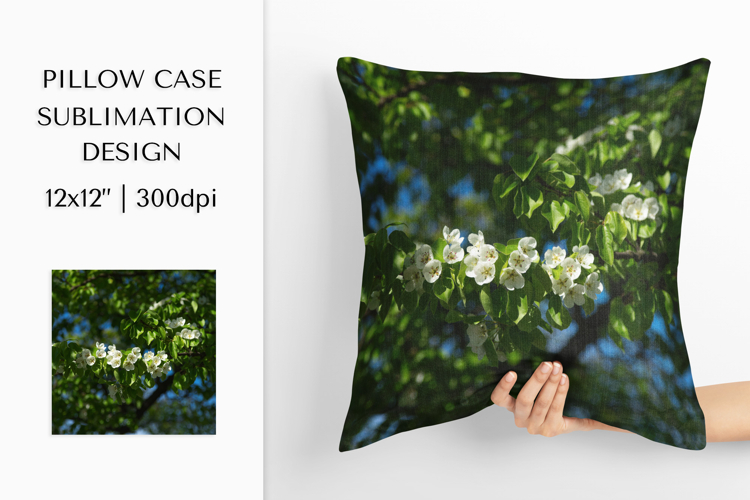 Blooming Pear Tree Pillow Case Sublimation Design PNG 04 example image 1