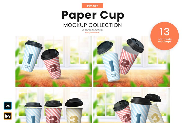 Photorealistic Paper Coffee Cup Mockup | 13 pre-made scenes