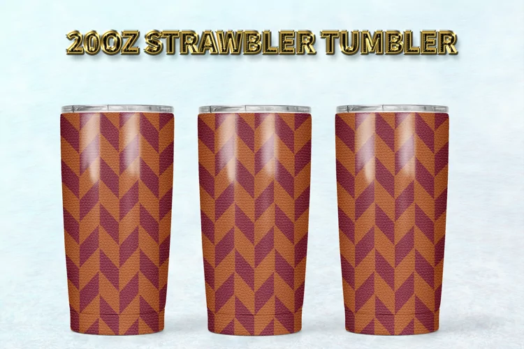 Glitter Print 20o20oz Strawbler Tumbler Sublimation PNG