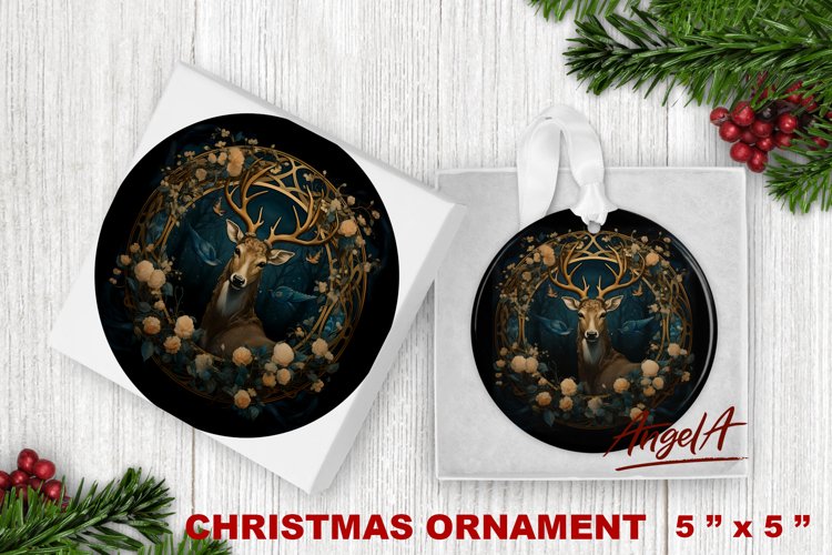 Christmas head deer sublimation / round christmas ornament