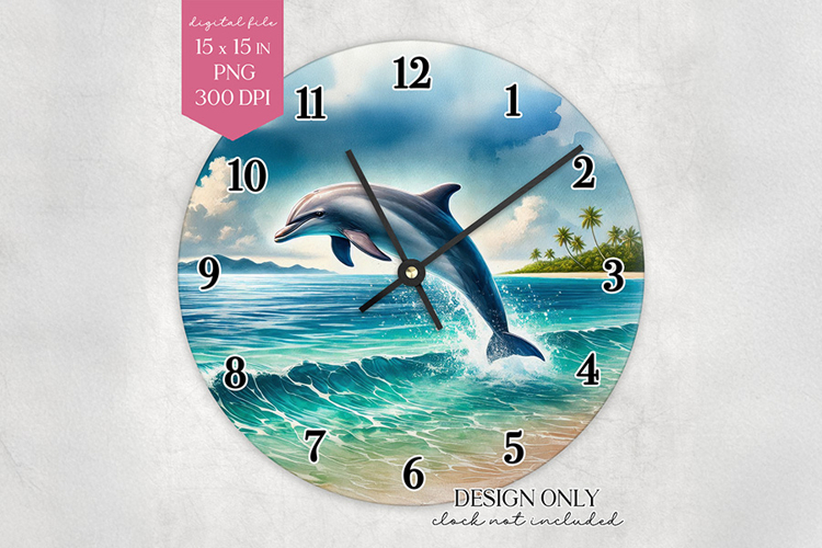 Dolphin Wall Clock Sublimation Design PNG