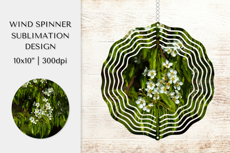 Blooming Apple Blossoms Wind Spinner Sublimation Design 002