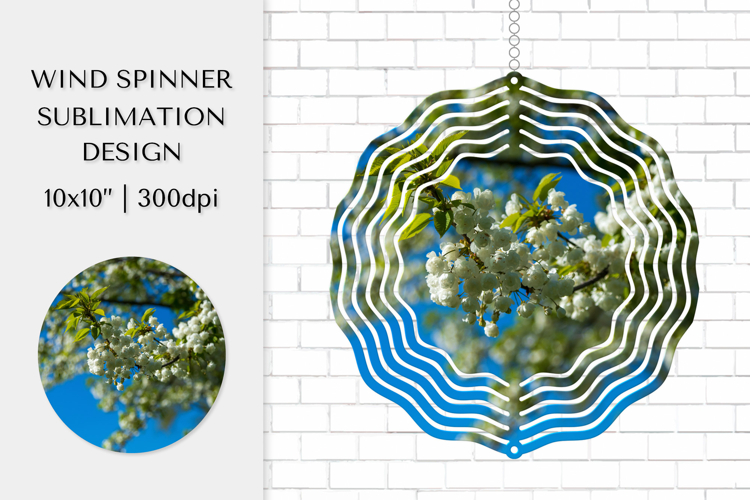 Cherry Blossom in Bloom Wind Spinner Sublimation Design 007