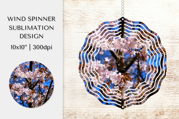 Cherry Blossom in Bloom Wind Spinner Sublimation Design 010