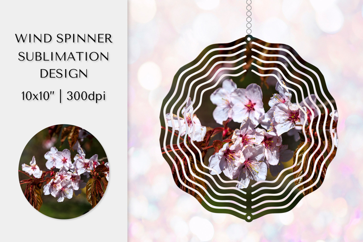 Cherry Blossom in Bloom Wind Spinner Sublimation Design 012
