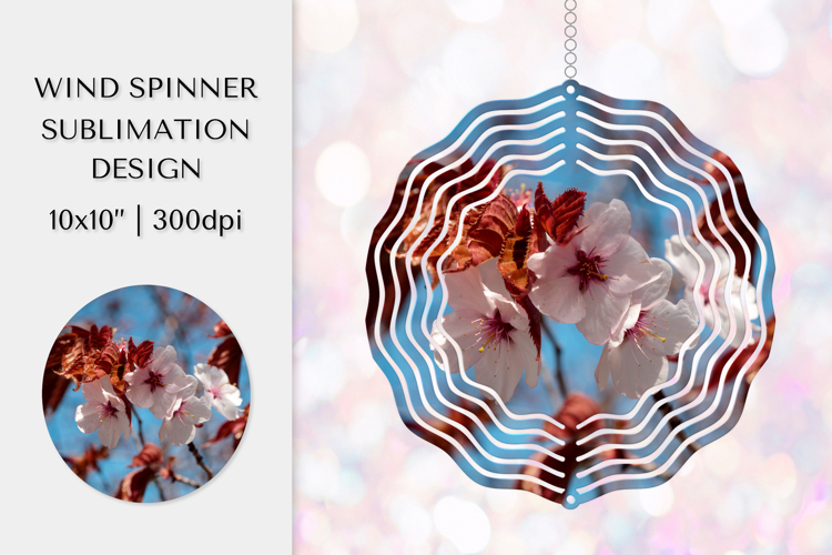 Cherry Blossom in Bloom Wind Spinner Sublimation Design 014