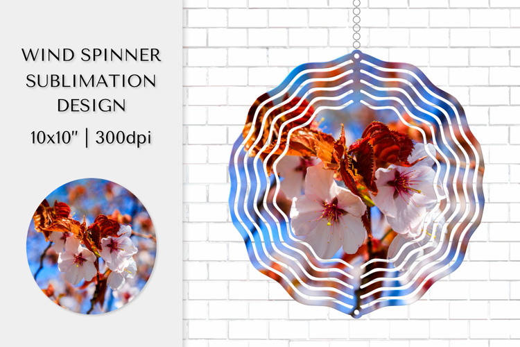 Cherry Blossom in Bloom Wind Spinner Sublimation Design 015