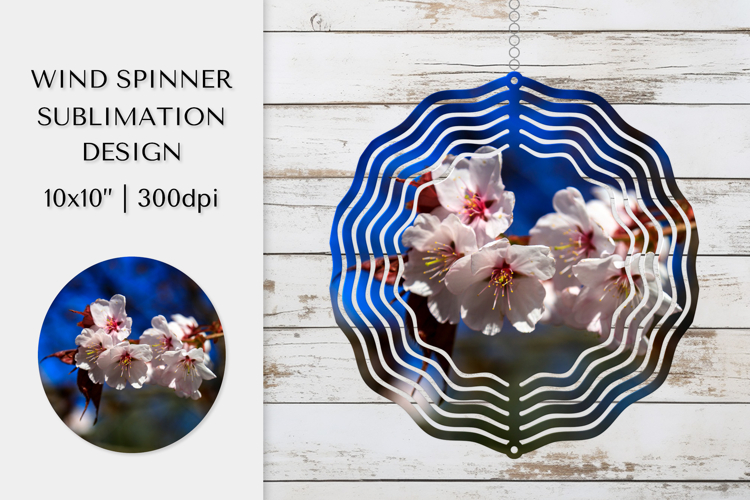 Cherry Blossom in Bloom Wind Spinner Sublimation Design 016
