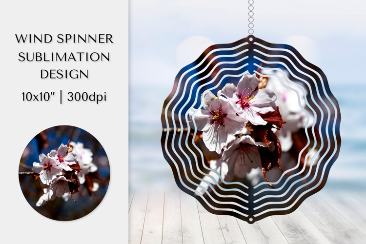 Cherry Blossom in Bloom Wind Spinner Sublimation Design 018