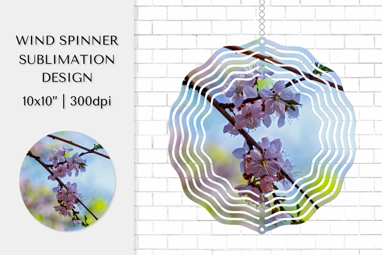 Cherry Blossom in Bloom Wind Spinner Sublimation Design 019