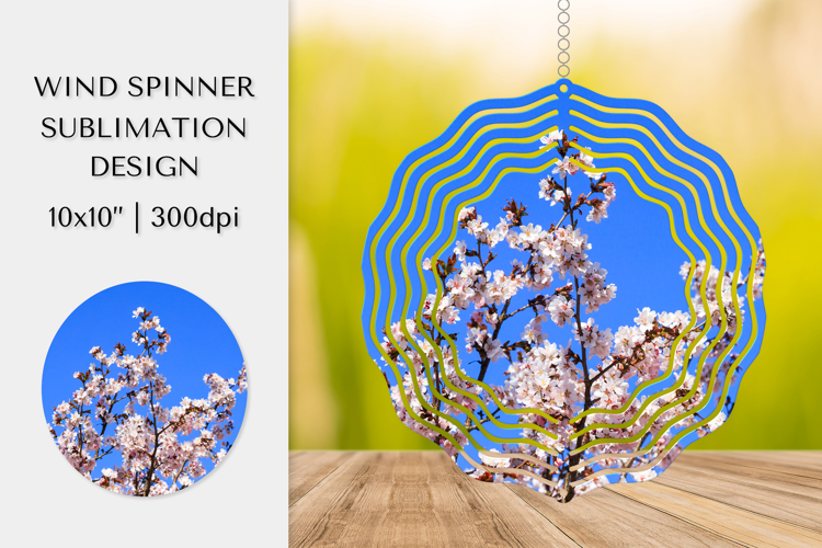 Cherry Blossom in Bloom Wind Spinner Sublimation Design 020