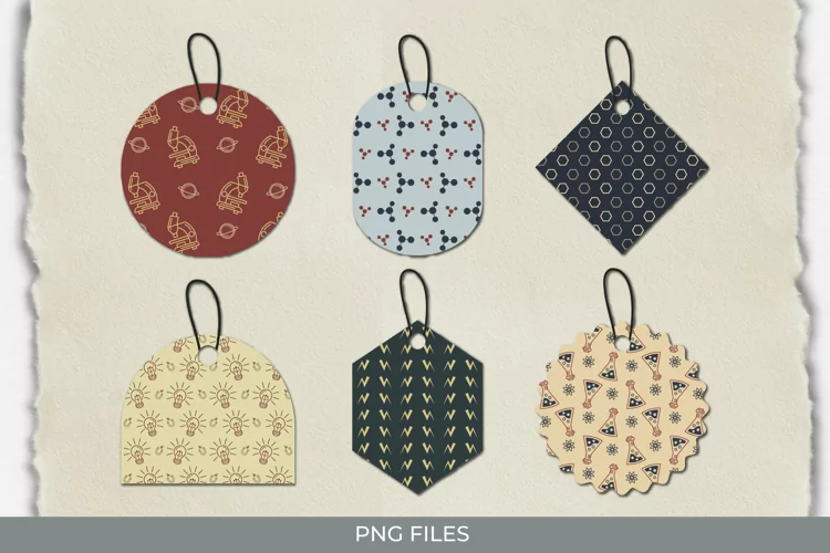 Physic Seamless Pattern Shaped Tags