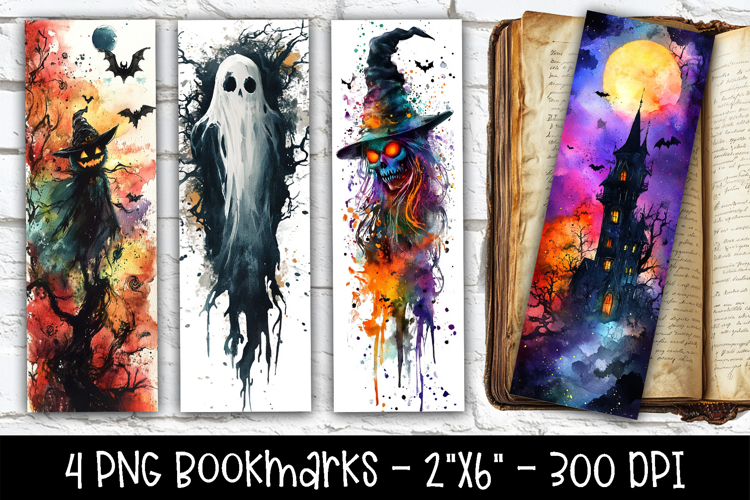 Scary Halloween Bookmarks - 4 Bookmarks