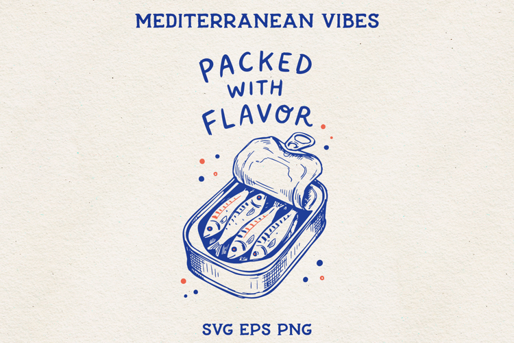Packed With Flavor SVG | Sardine Tin Illustration PNG EPS |