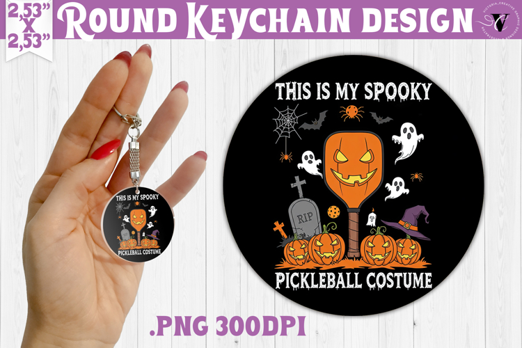 Round keychain | Pickleball | Halloween