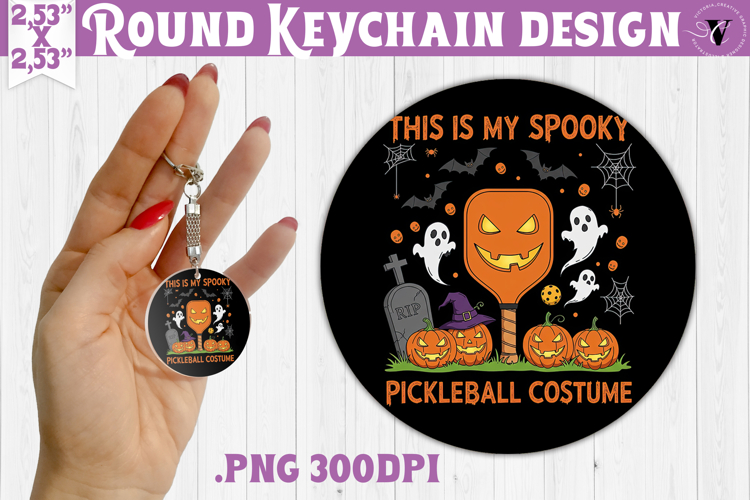 Round keychain | Pickleball | Halloween