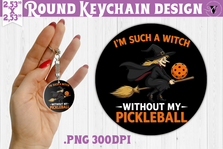 Round keychain | Pickleball | Halloween