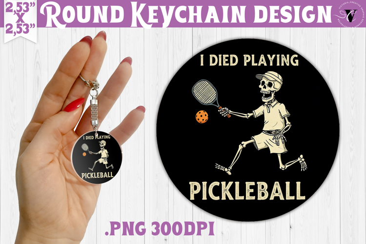 Round keychain | Pickleball | Halloween