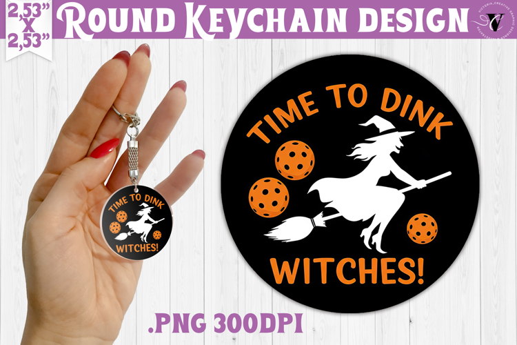 Round keychain | Pickleball | Halloween