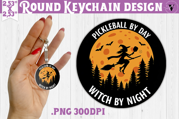 Round keychain | Pickleball | Halloween