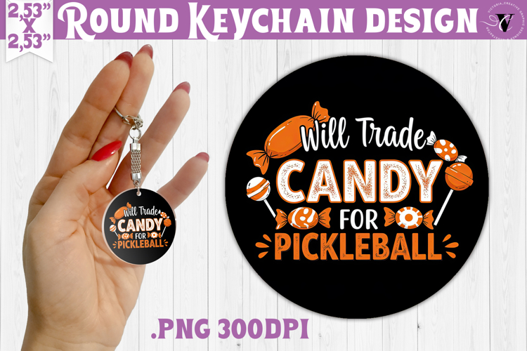 Round keychain | Pickleball | Halloween