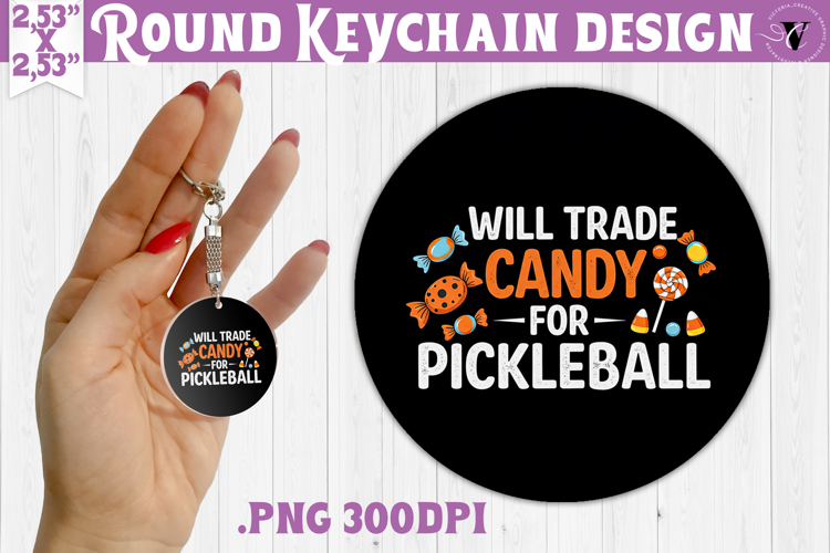 Round keychain | Pickleball | Halloween
