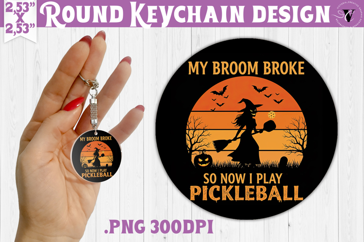 Round keychain | Pickleball | Halloween