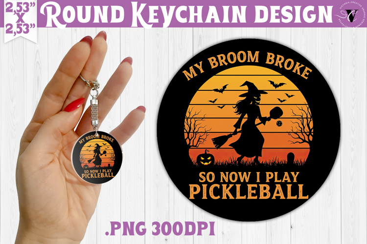 Round keychain | Pickleball | Halloween