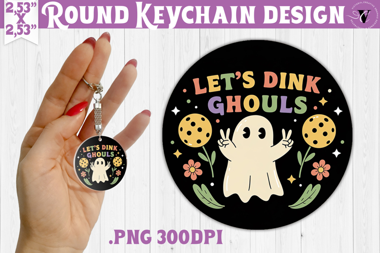 Round keychain | Pickleball | Halloween
