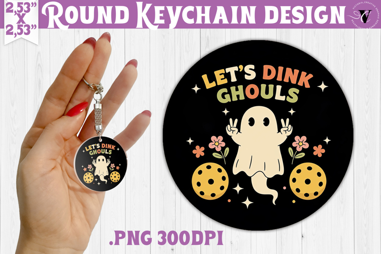 Round keychain | Pickleball | Halloween