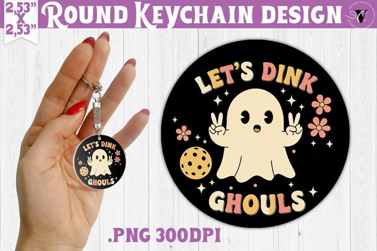 Round keychain | Pickleball | Halloween
