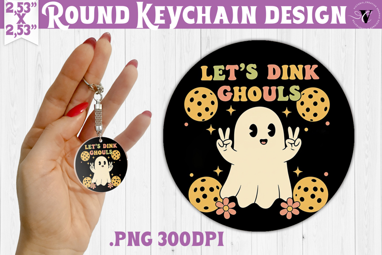 Round keychain | Pickleball | Halloween